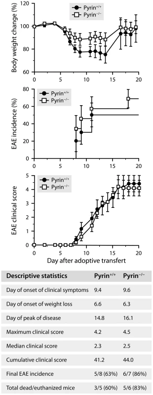 Pyrin is not required for the development of EAE induced by adoptive transfer of encephalitogenic T cells.