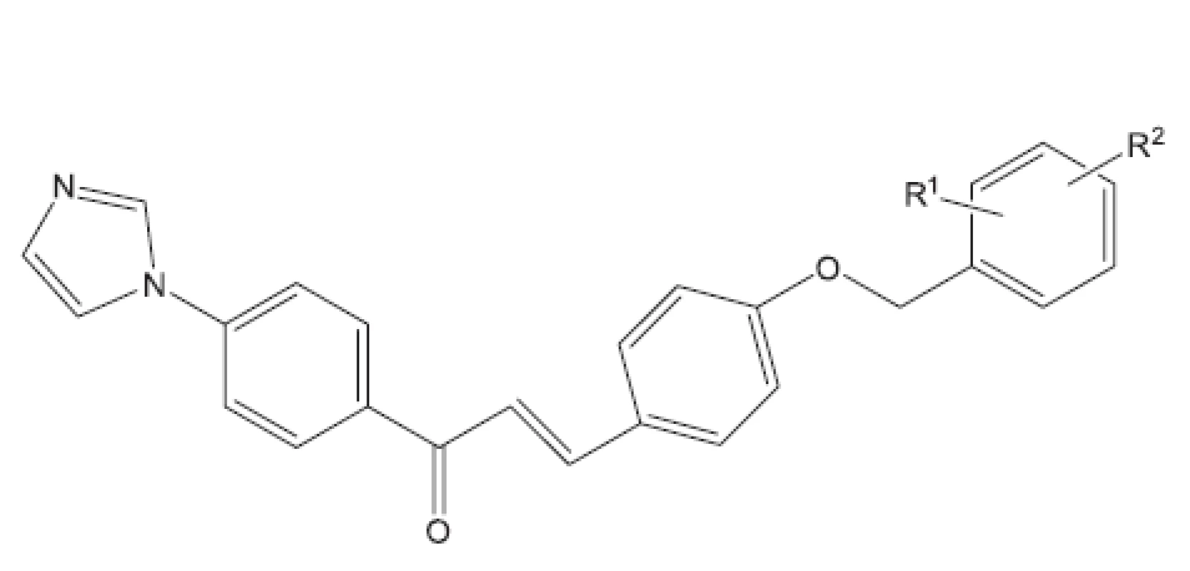 Struktura protituberkulózně účinných aryloxy azolyl chalkonů