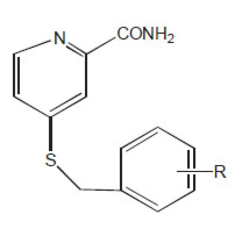 Deriváty benzylsufanylpyridin-2-karboxamidu