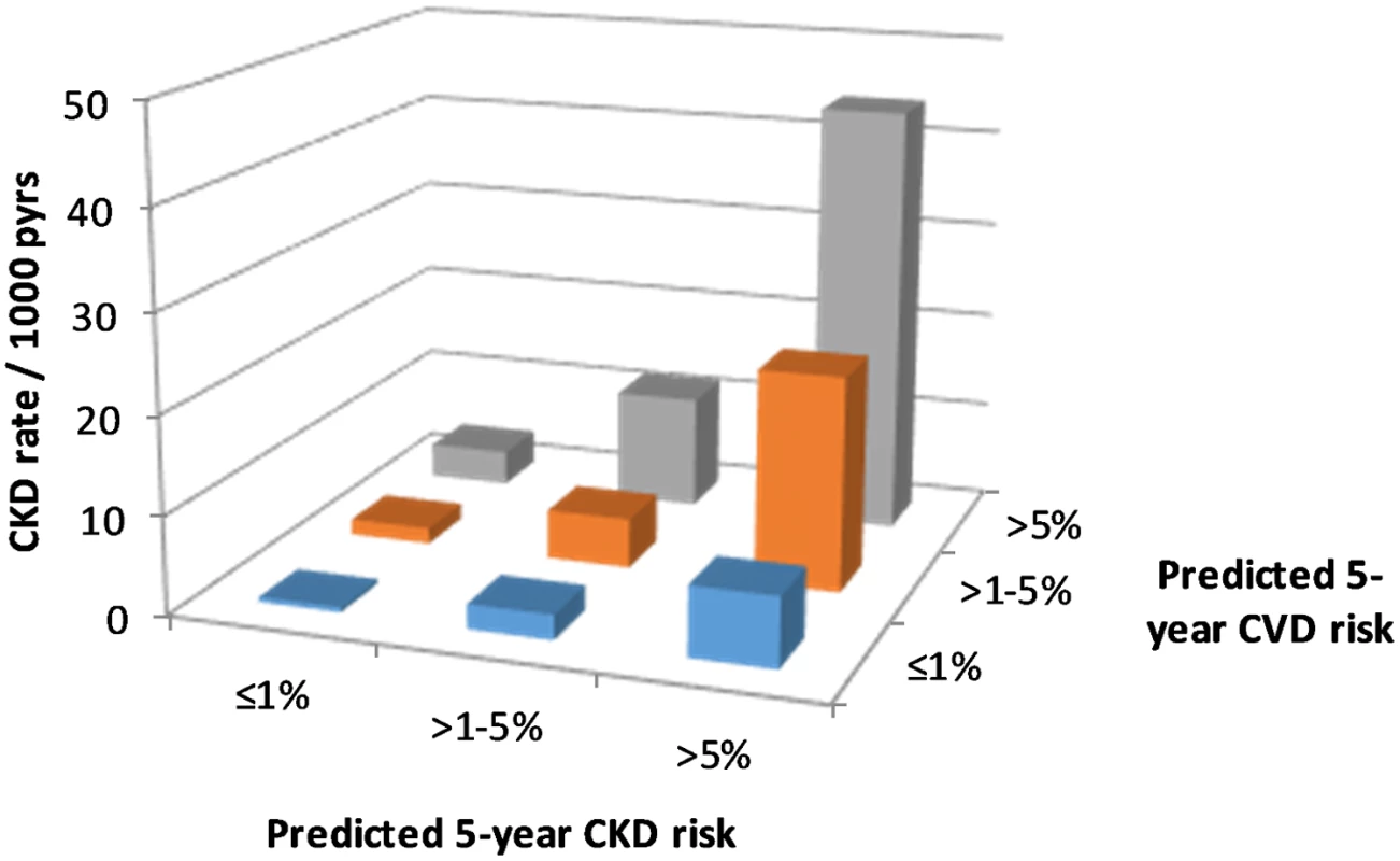 CKD event rates according to CKD and CVD risk.