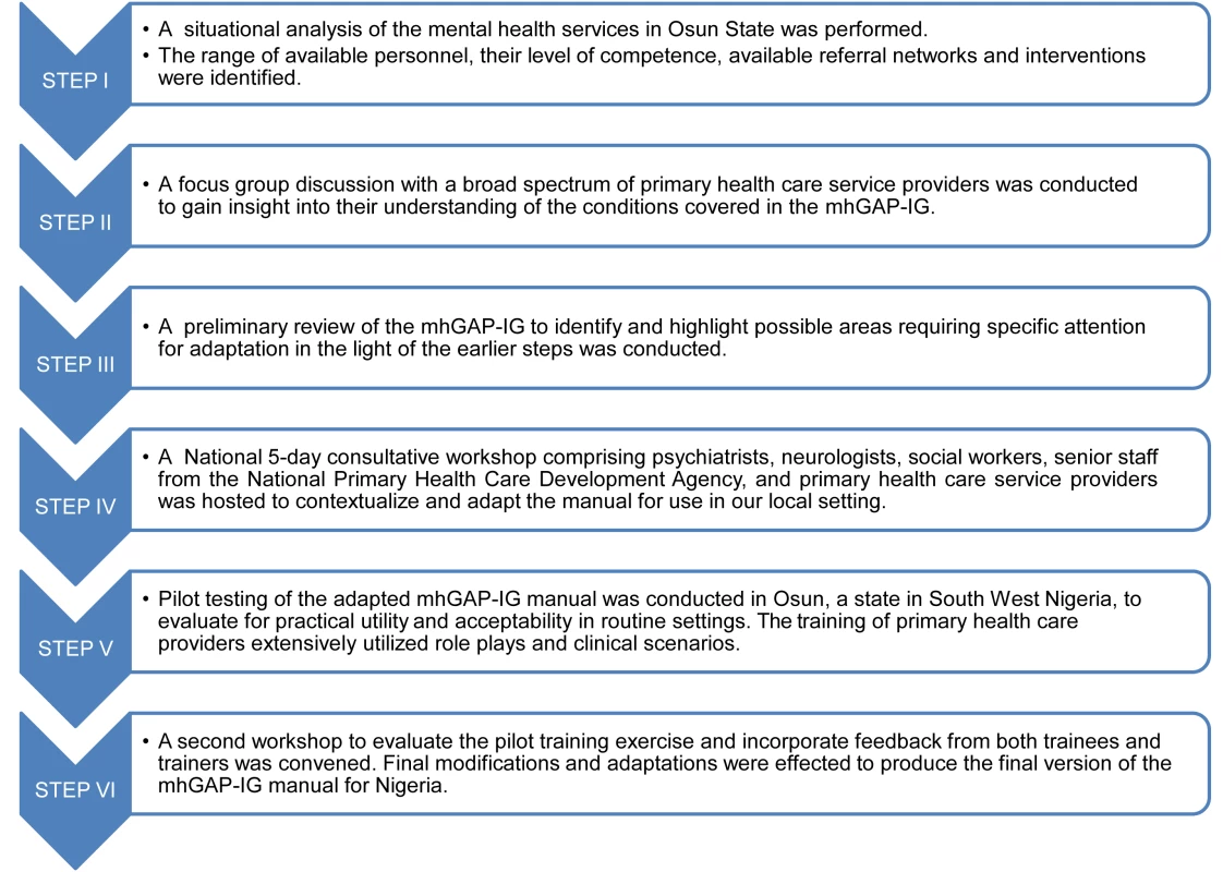 Flowchart describing the Mental Health Gap Action Programme – Intervention Guide contextualization process in Nigeria.
