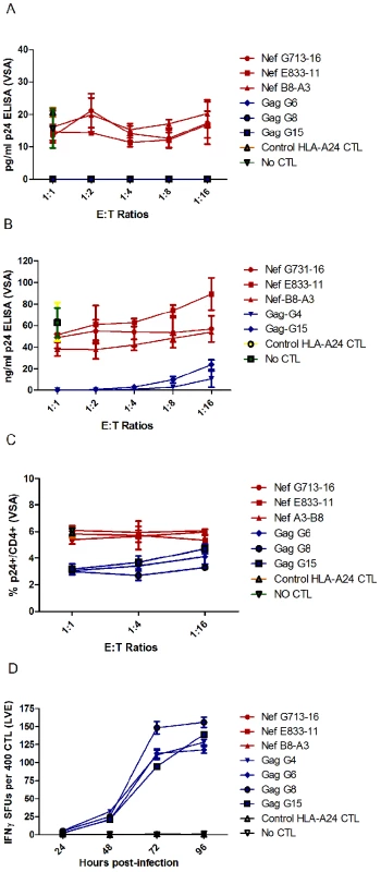 Nef FL8-specific CTL clones show negligible anti-viral efficacy to HIV-1<sub>HXB2</sub> infected cells.