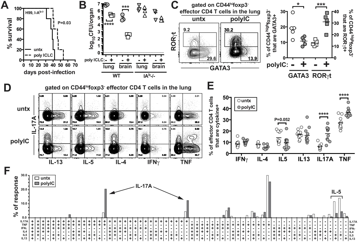PICLC treatments enhances Th17 responses in <i>C</i>. <i>neoformans</i> infected mice.