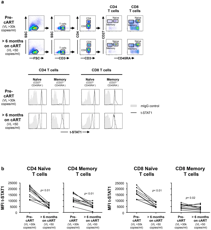 t-STAT1 in CD4 and CD8 T cell subsets from HIV-infected patients.