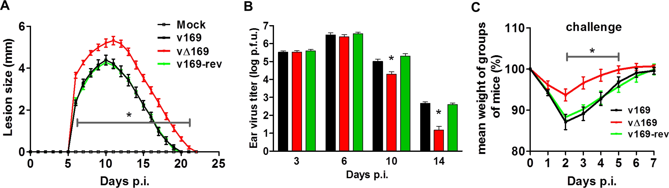 Protein 169 affects VACV virulence and immunogenicity in the intradermal model of infection.