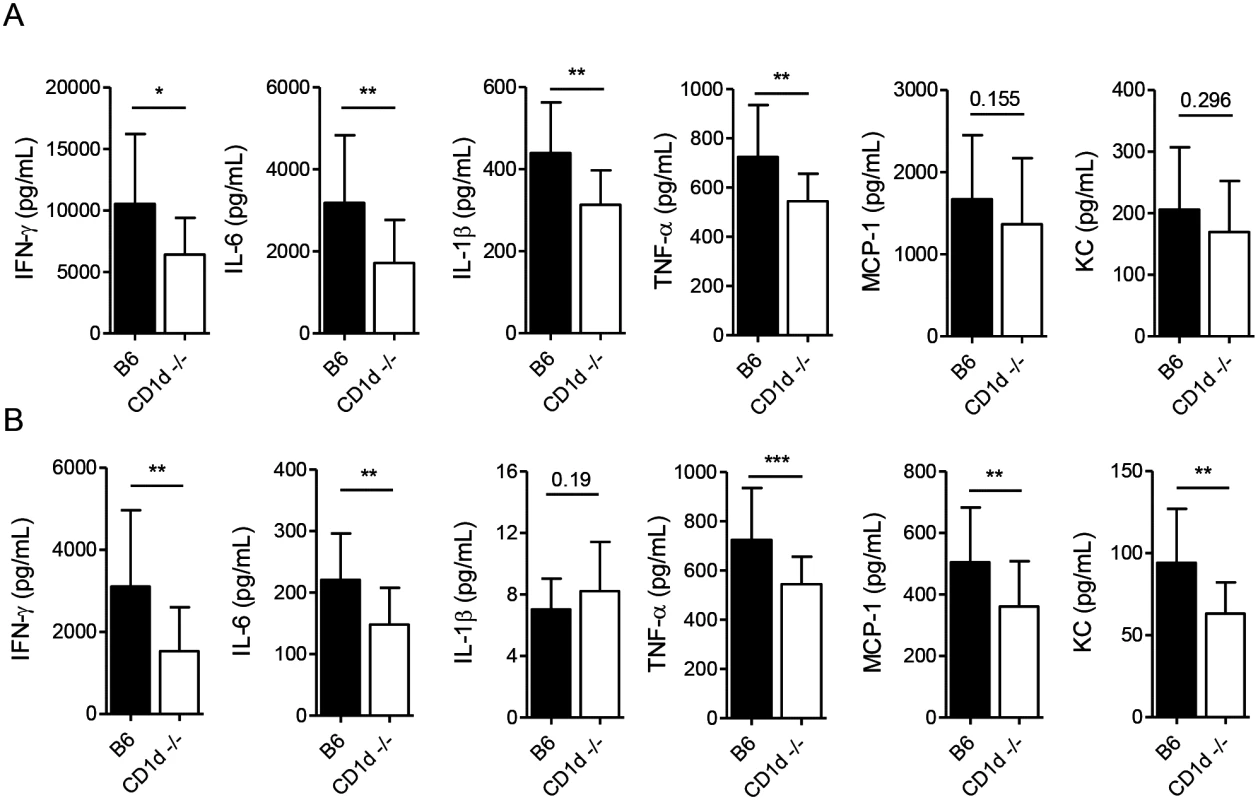 CD1d<sup>-/-</sup> mice exhibit a tempered inflammatory response to LVS.
