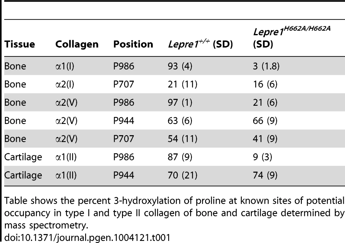 Hydroxylation status at different collagen sites.