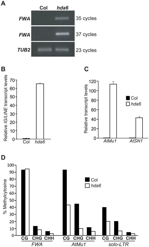 Analysis of Reactivation of Silent RdDM Target Loci in the <i>hda6</i> Mutant.