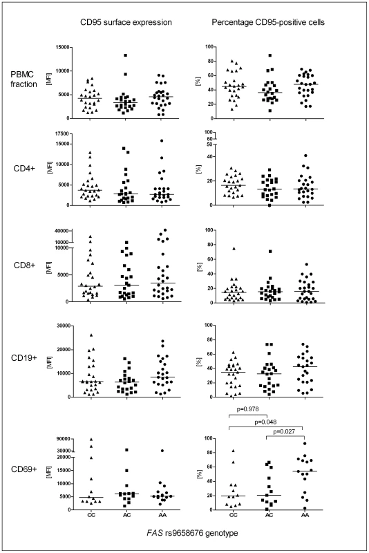 <i>FAS</i> c.−436C&gt;A dependent surface expression of CD95 on peripheral blood mononuclear cells.