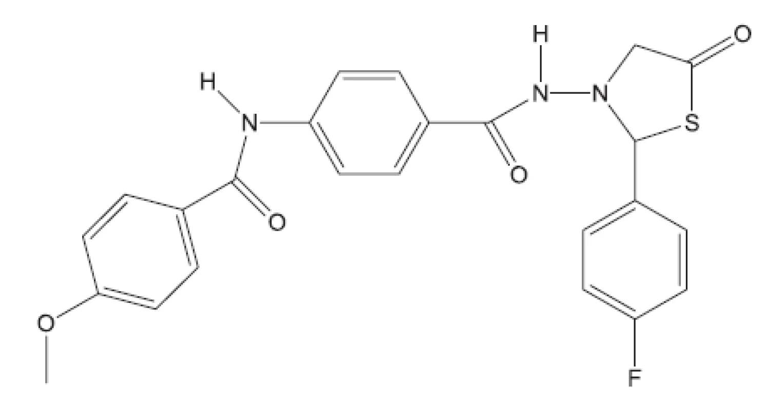 Derivát 4-thiazolidinu – inhibitor syntézy arabinogalaktanu