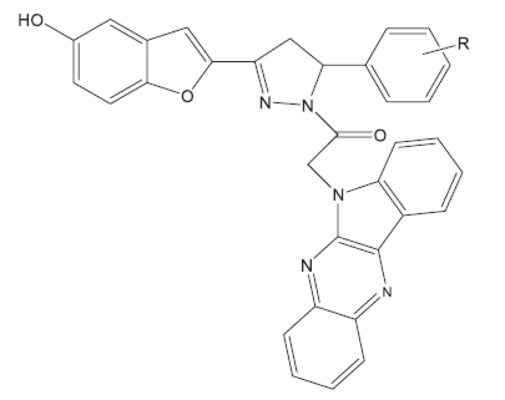 Ukázka skupiny indofenazin 1,2.5-trisubstitovaných pyrazolinových derivátů hodnocených in vivo