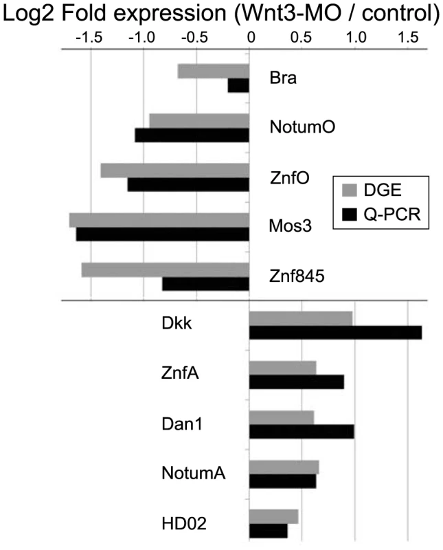 Equivalent differential expression responses determined by DGE and Q-PCR.