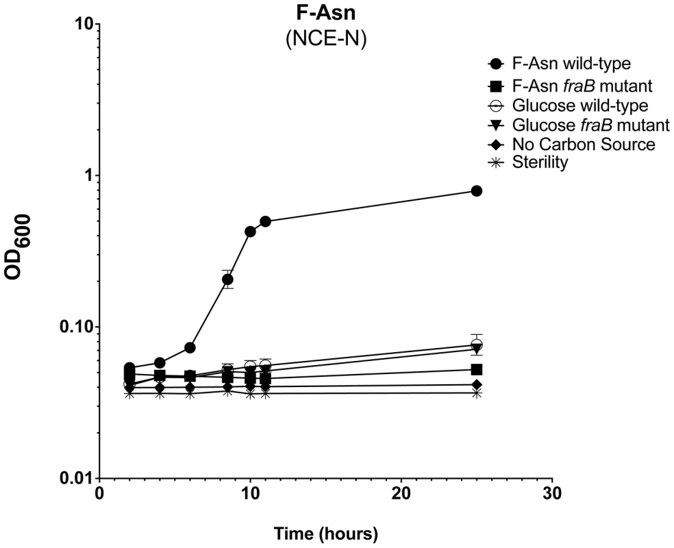 Growth of <i>Salmonella</i> on F-Asn as sole nitrogen source.