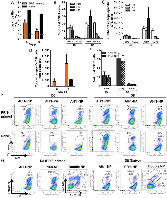 Comparing the primary and secondary CTL responses in naïve and PR/8(H1N1)-primed mice challenged with the H7N9 virus.