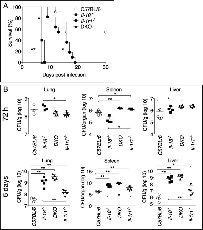 IL-1RI and IL-18-deficient mice are more susceptible to lung infection with <i>Ft</i> LVS.