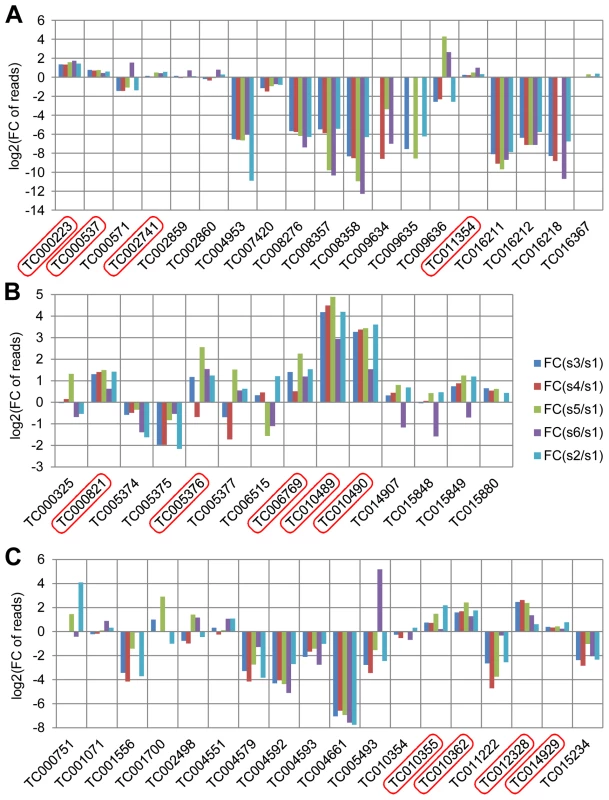Annotated quinone synthesis-related genes and their relative gland transcriptome expression levels.