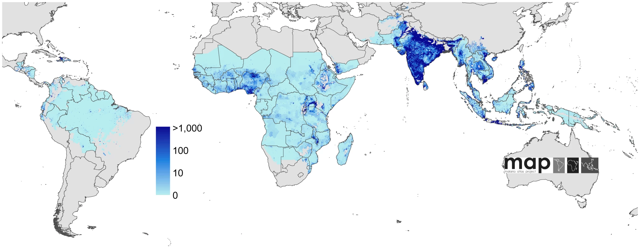 Global human population density in 2007.