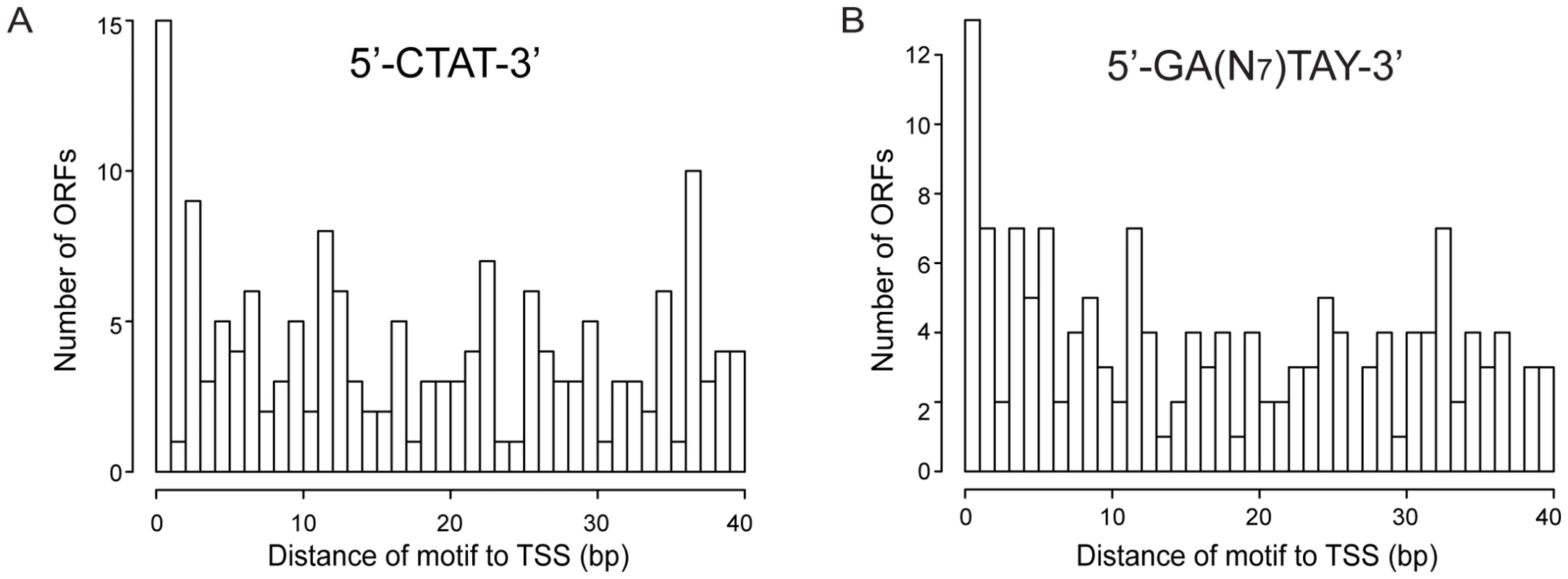 Histogram of distances of methylation motifs to TSS in the promoter regions.