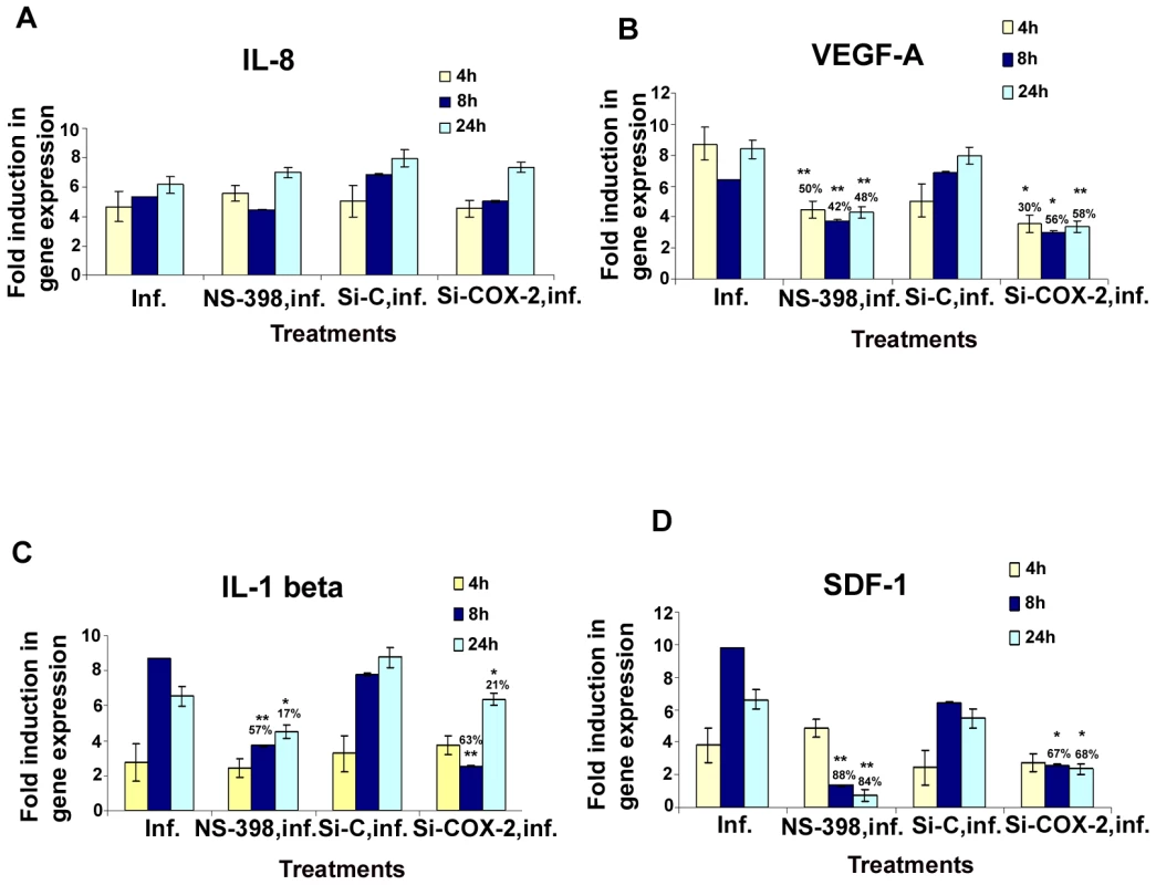 Effect of NS-398 or COX-2 silencing on KSHV infection induced cytokine gene expression.
