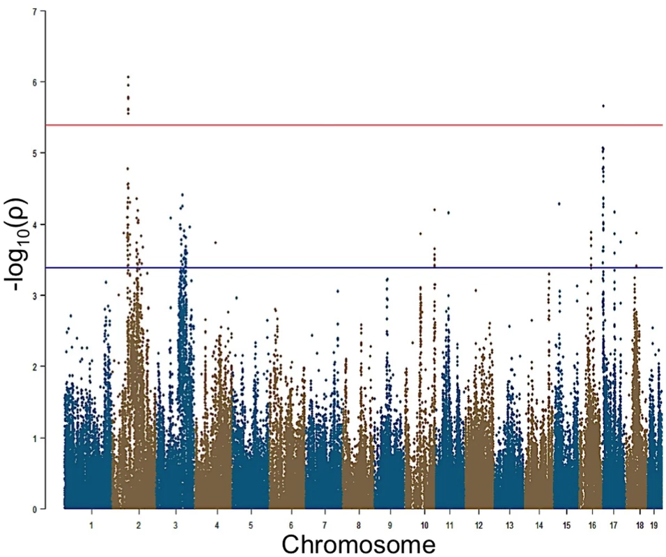 GWAS results for post-noise exposure thresholds in the HMDP.